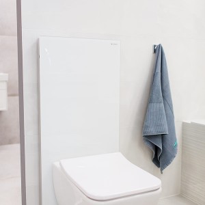 Detail vzorkové koupelny v koupelnovém studiu Gremis - toaleta a ručník